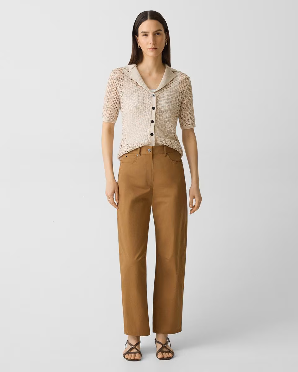Cropped Barrel Pant in Cotton Twill