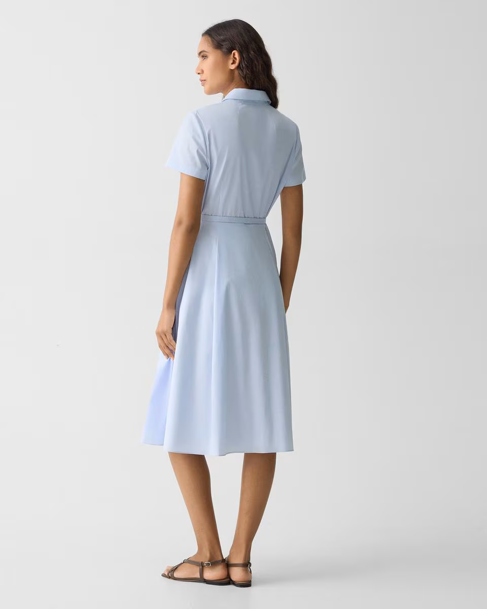 Short-Sleeve Shirt Dress in Good Cotton