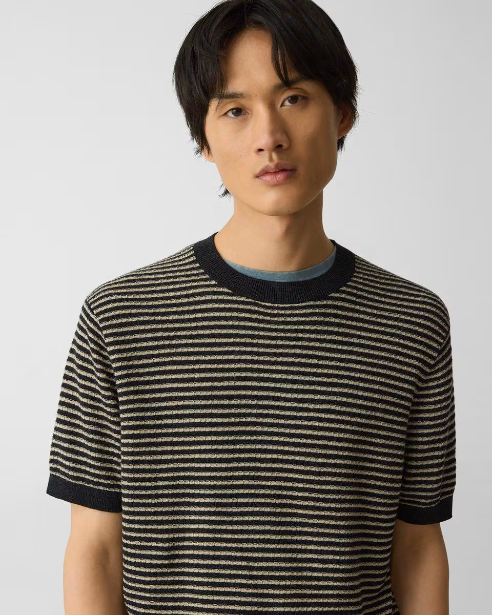 Striped Tee in Pacific Linen