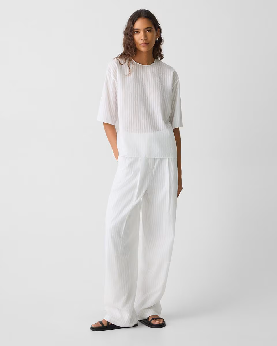 Boxy Tee in Linear Cotton