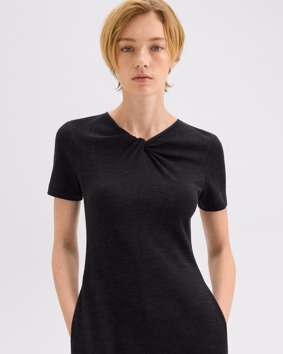 Twisted Midi Dress in Viscose-Wool