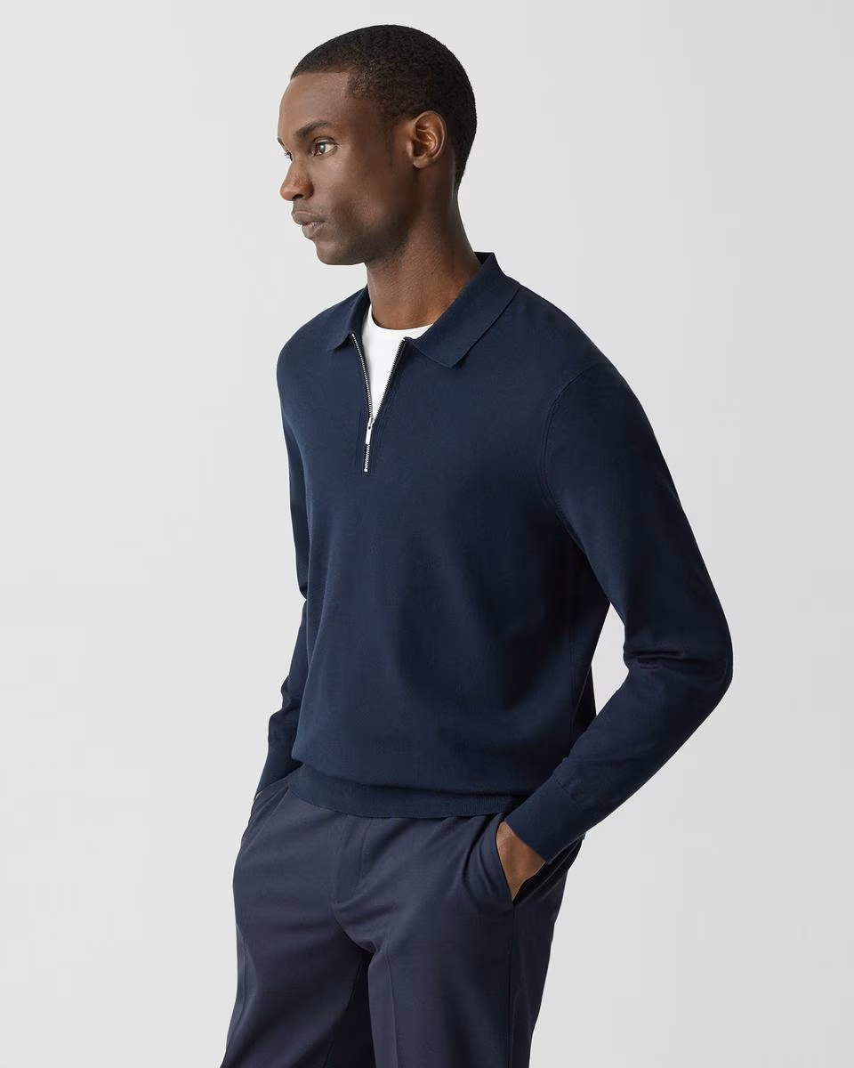 Quarter-Zip Polo Sweater in Light Bilen