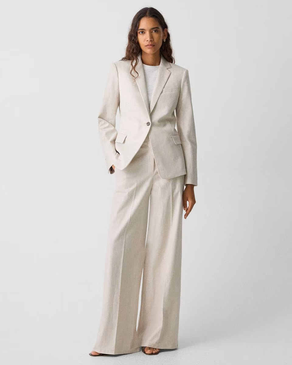 Slim Blazer in Striped Canvas