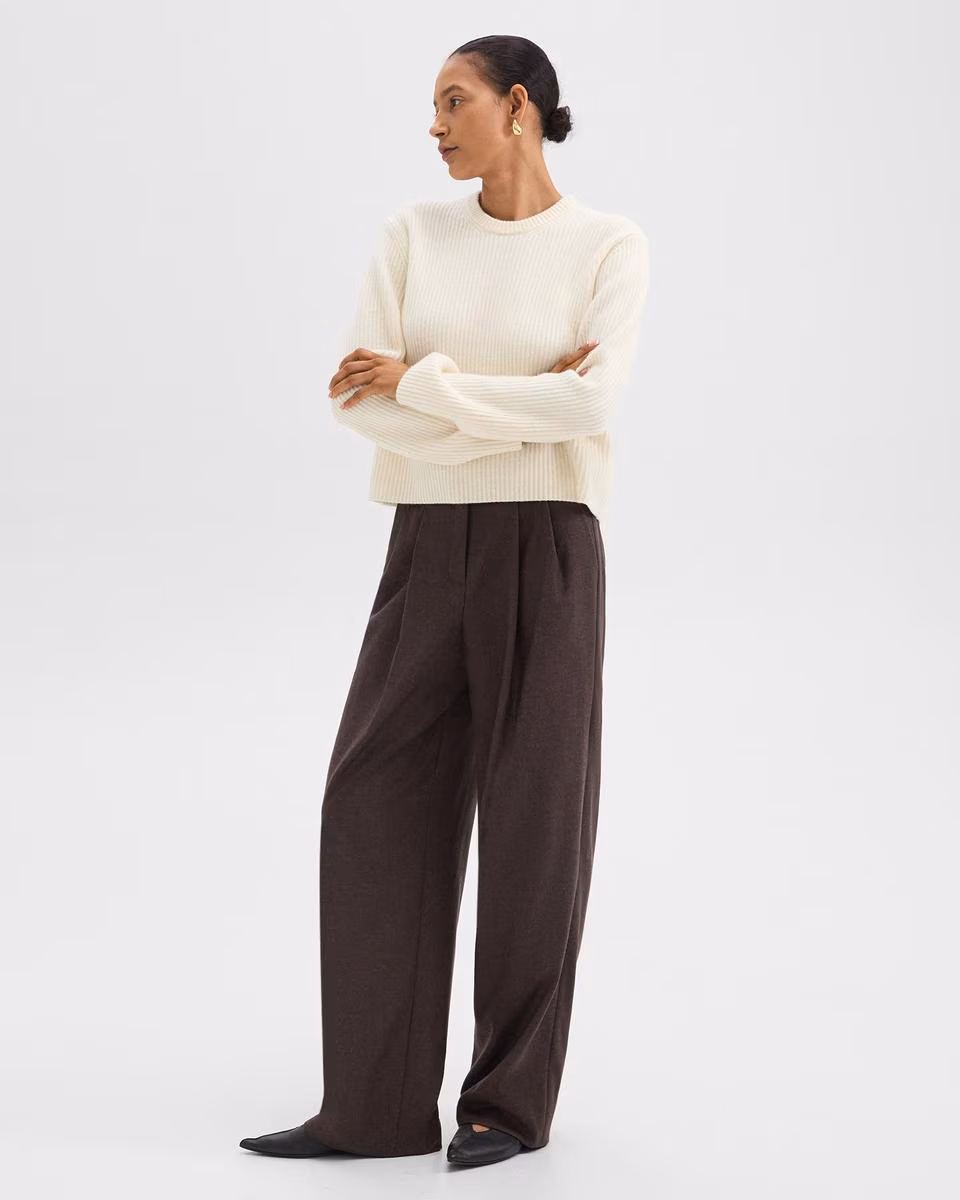 Double Pleat Pant in Sleek Flannel