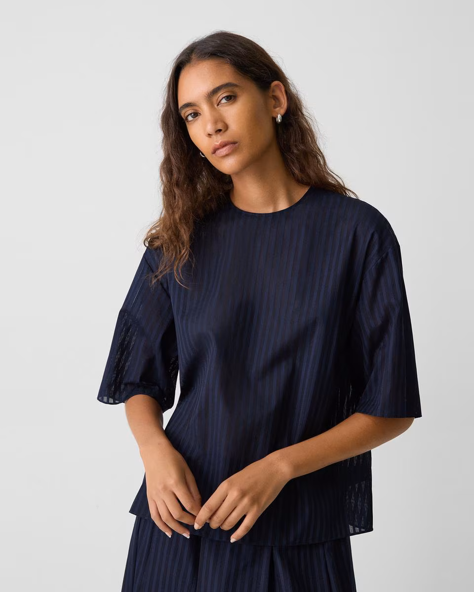 Boxy Tee in Linear Cotton