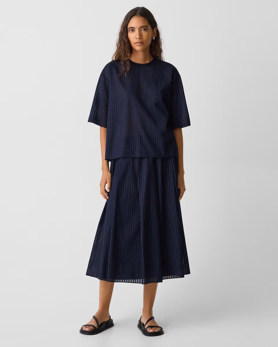 Boxy Tee in Linear Cotton