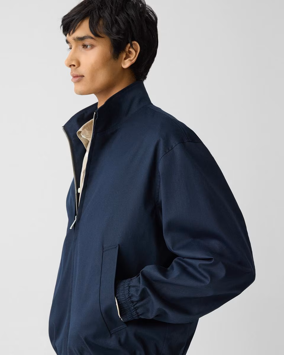 Stand Collar Jacket in Cotton-Blend Twill