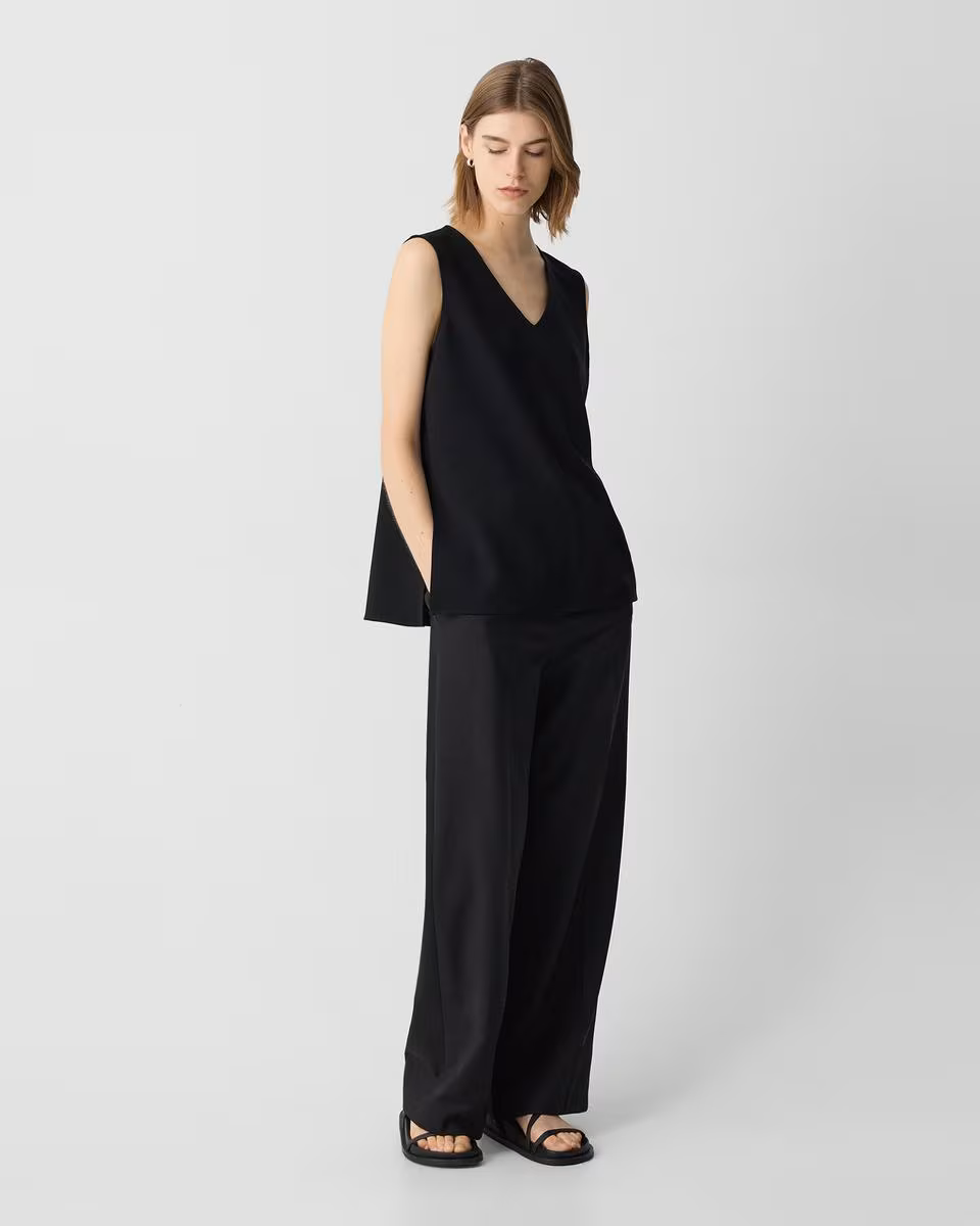 V-Neck Blouse in Admiral Crepe