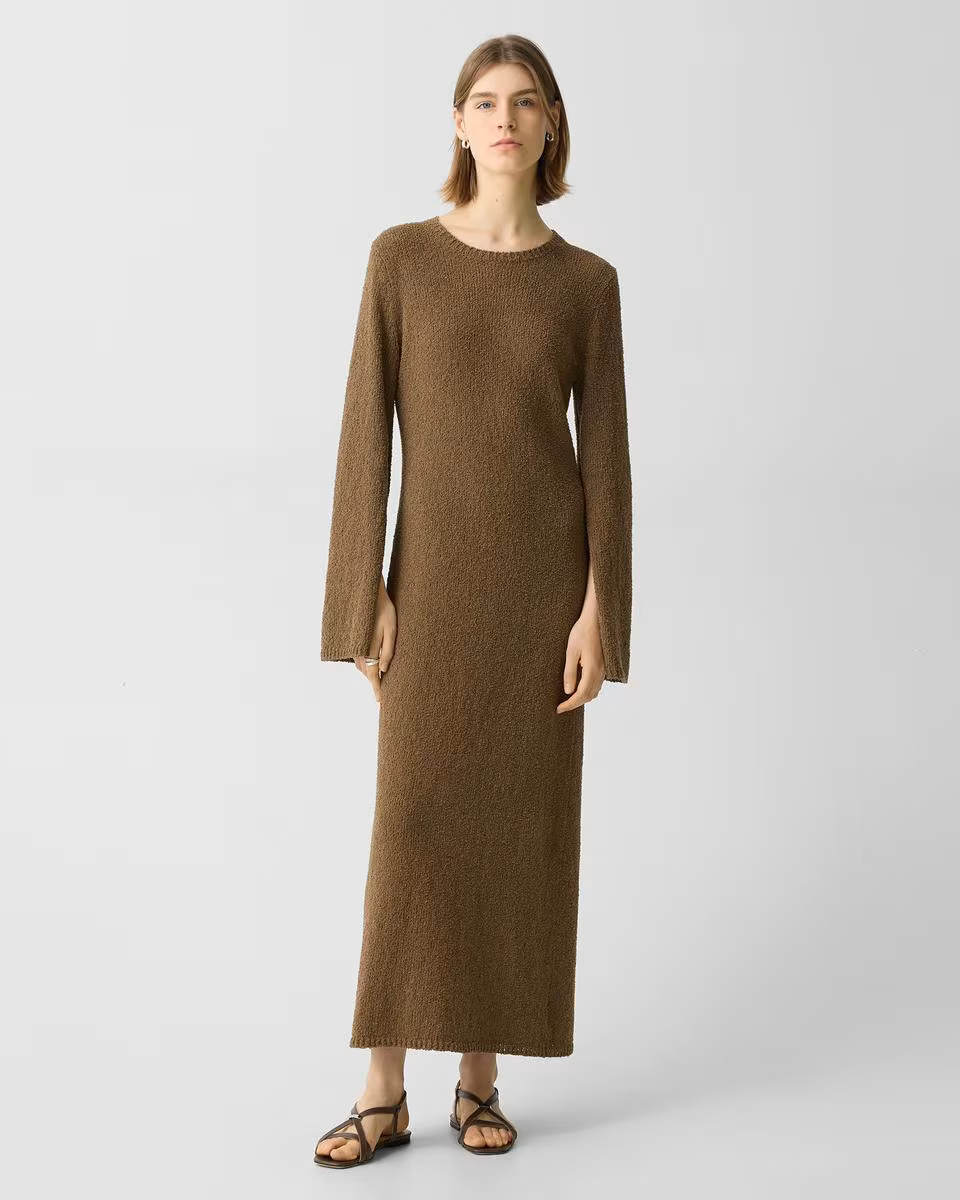 Bouclé Midi Dress in Cotton-Blend