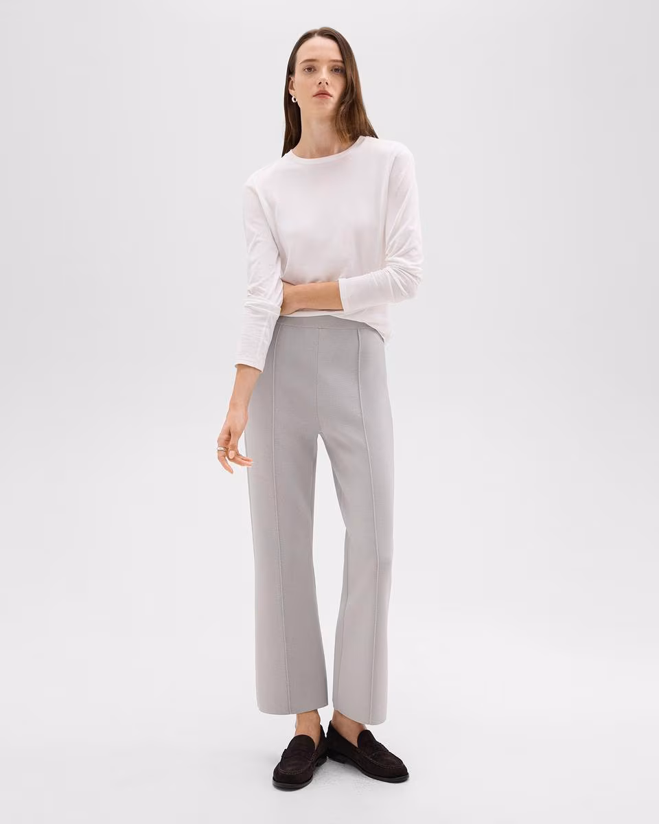 Cropped Flare Pant in Crepe Knit