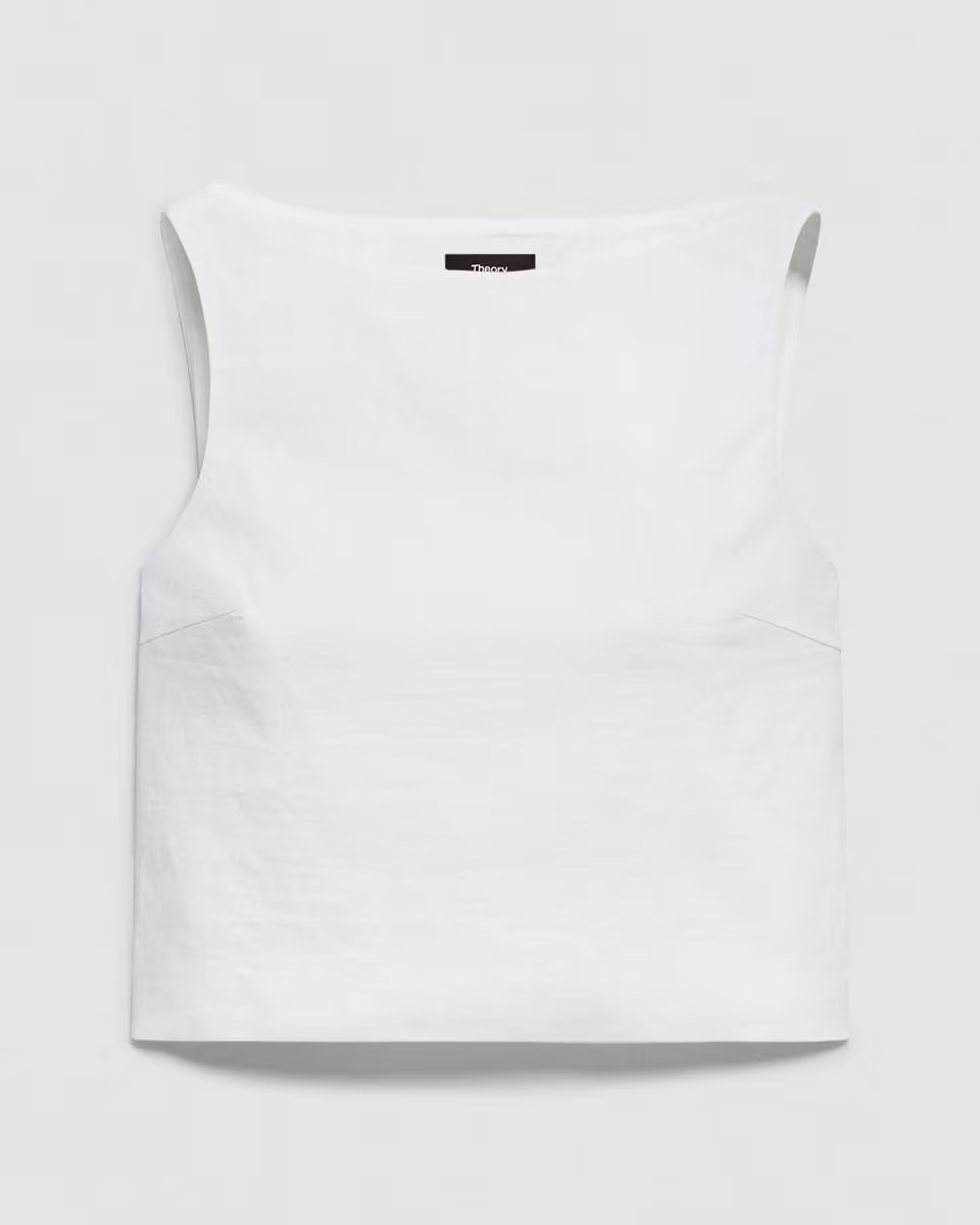Sleeveless Boatneck Top in Good Linen