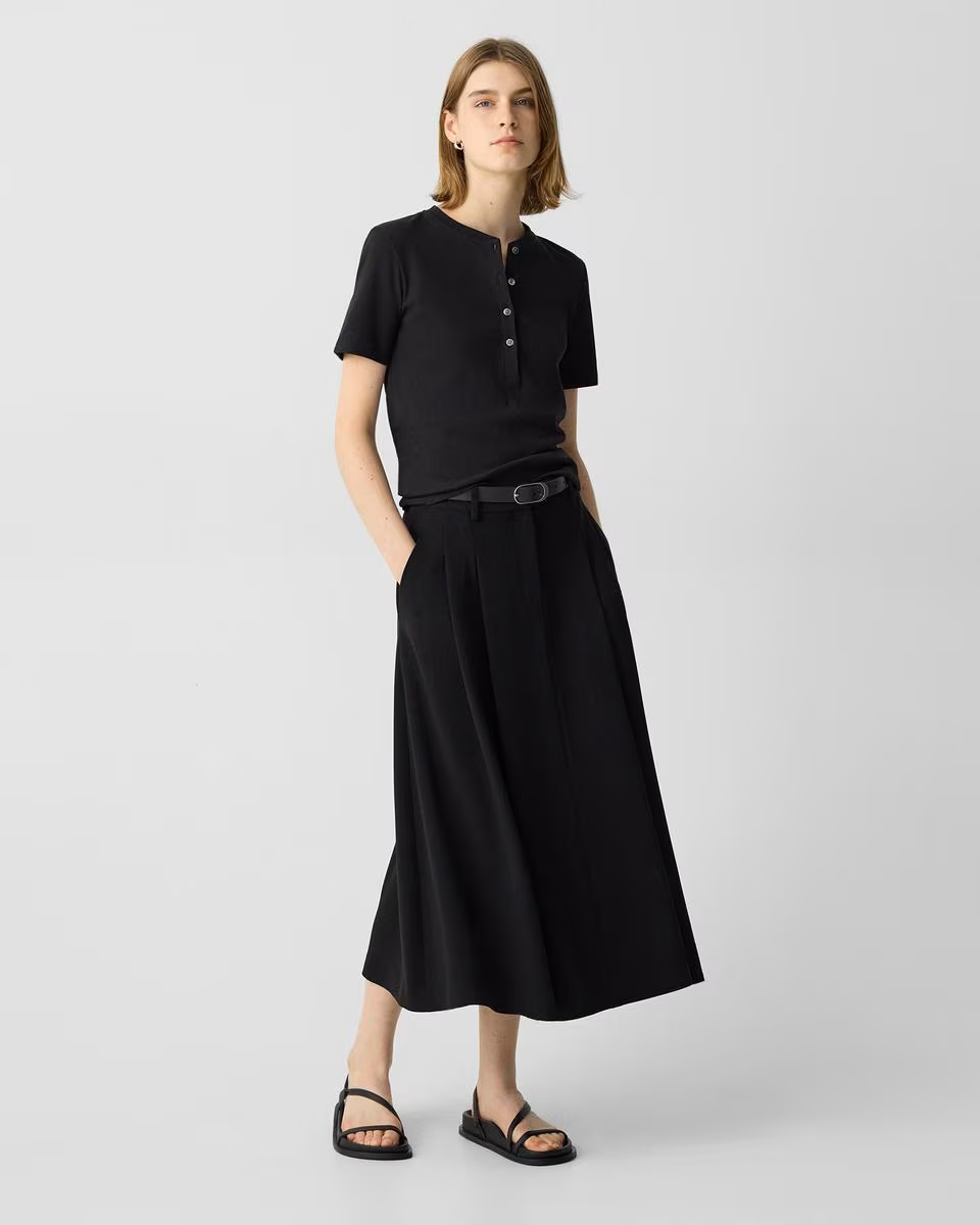 Pleated A-Line Skirt in Admiral Crepe