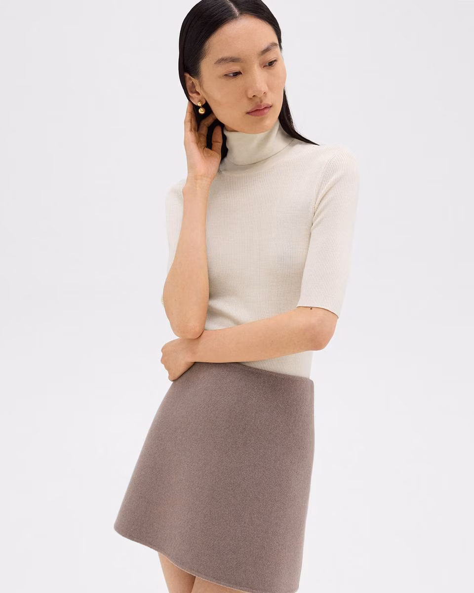 Leenda Short-Sleeve Turtleneck in Regal Wool