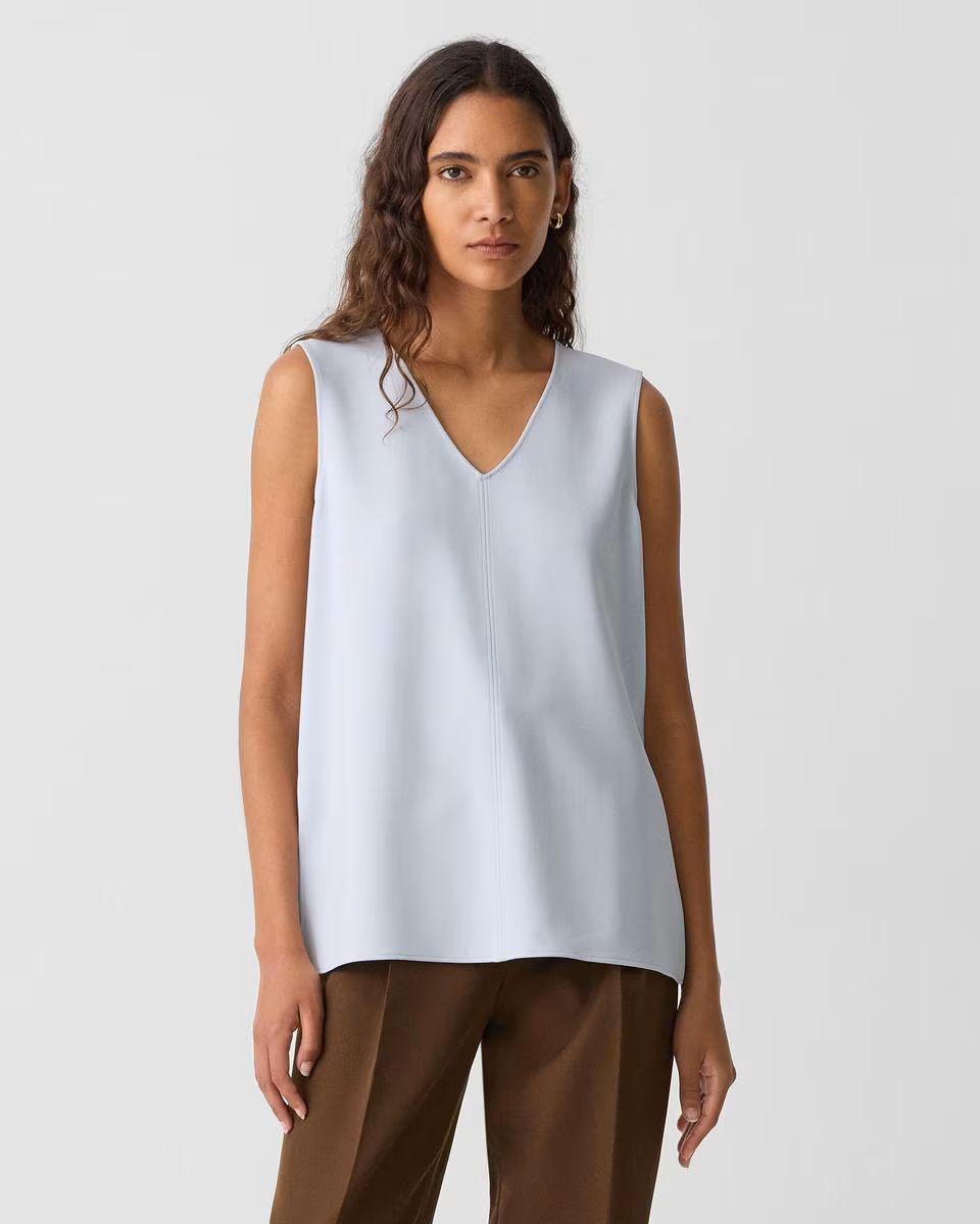 V-Neck Blouse in Admiral Crepe