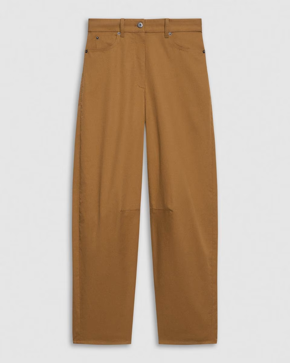 Cropped Barrel Pant in Cotton Twill