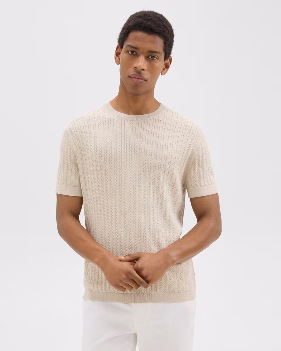 Cable Knit Tee in Cotton