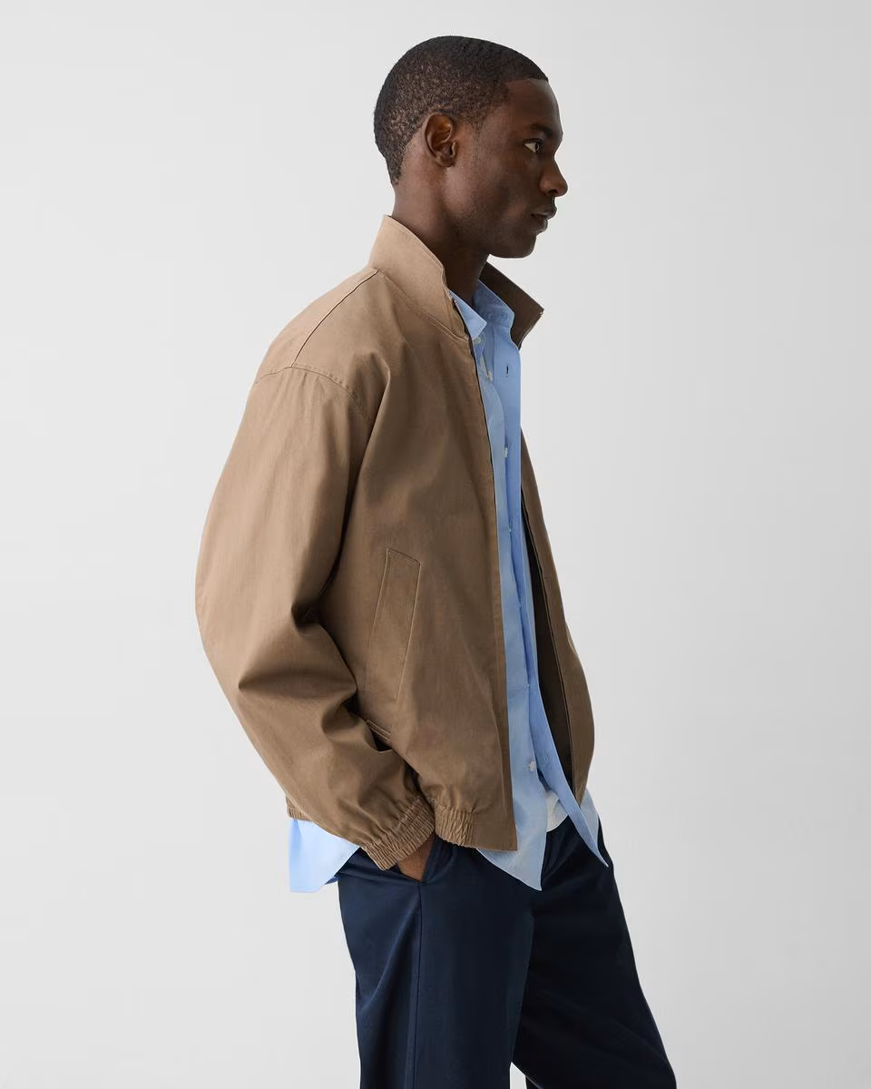 Stand Collar Jacket in Cotton-Blend Twill
