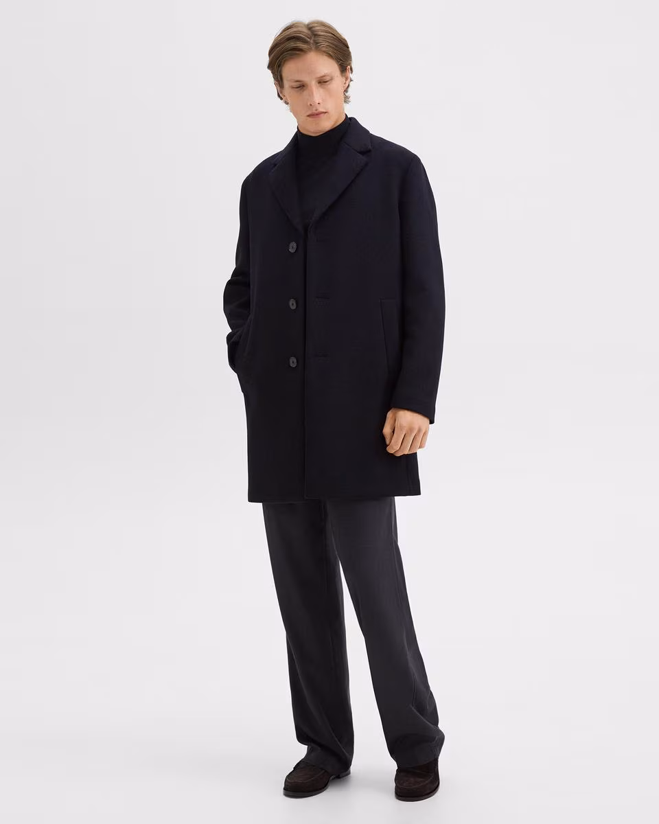 3-Button Topcoat in Recycled Wool-Blend Melton