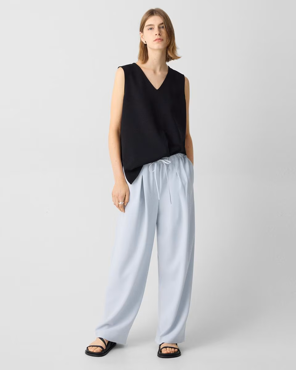 30'' Pleated Pull-On Pant in Admiral Crepe