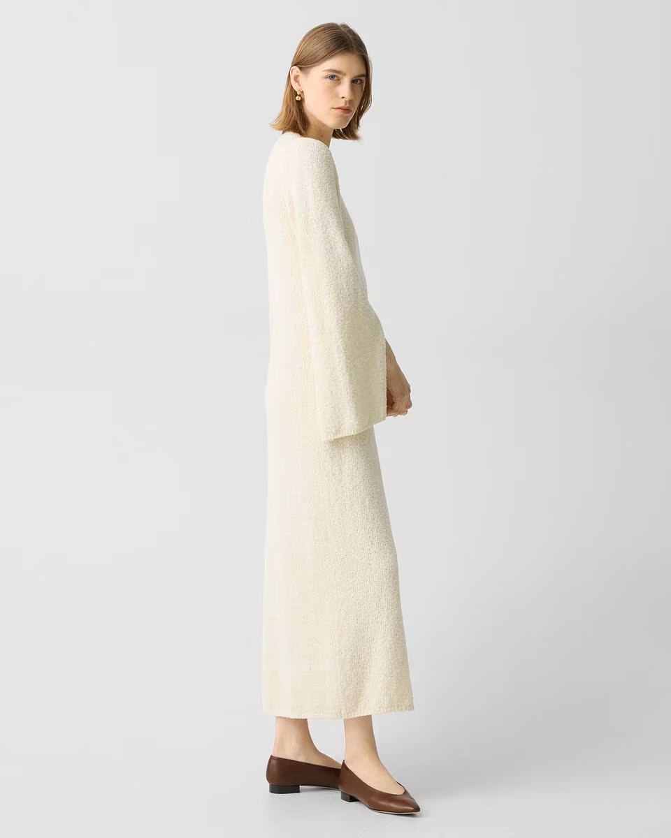 Bouclé Midi Dress in Cotton-Blend