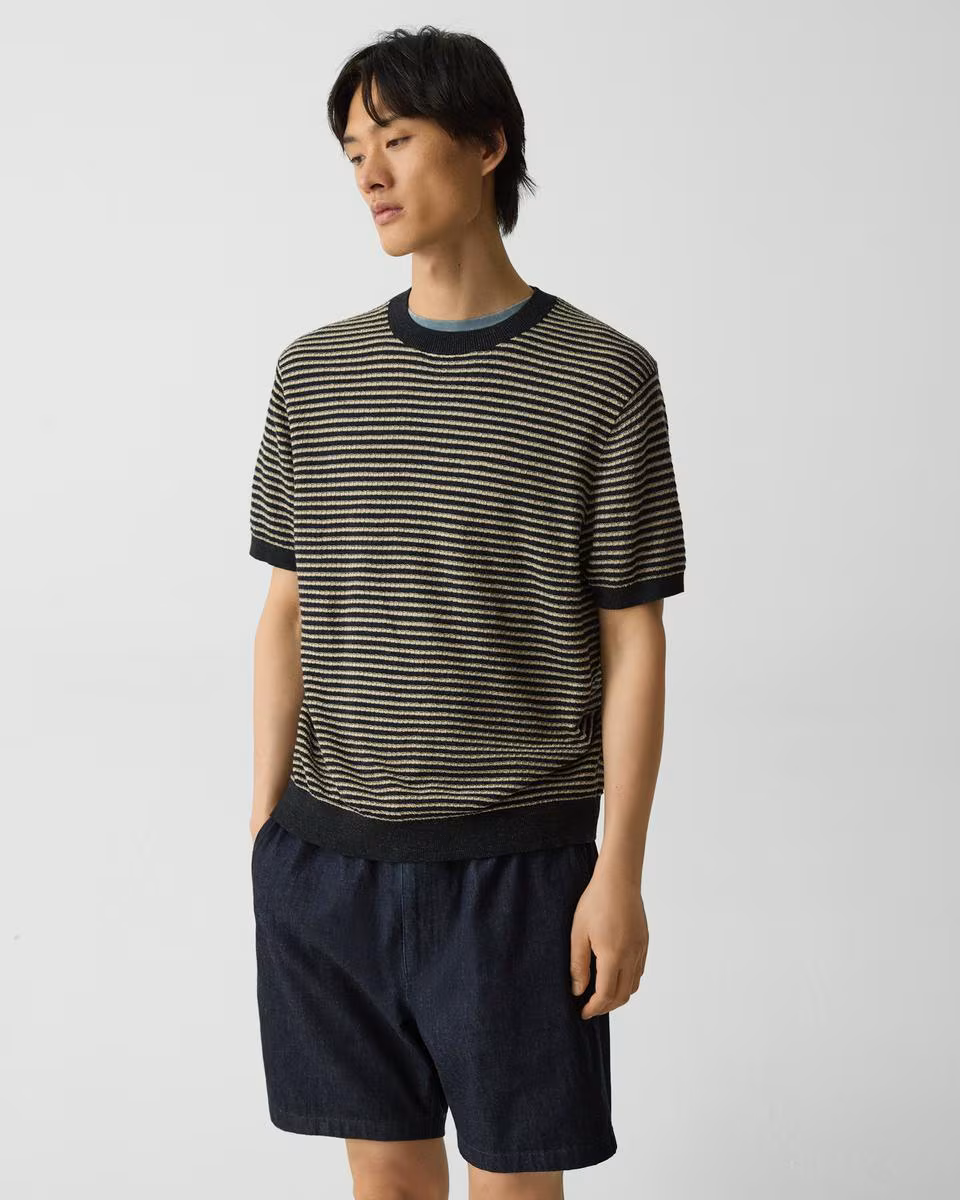 Striped Tee in Pacific Linen