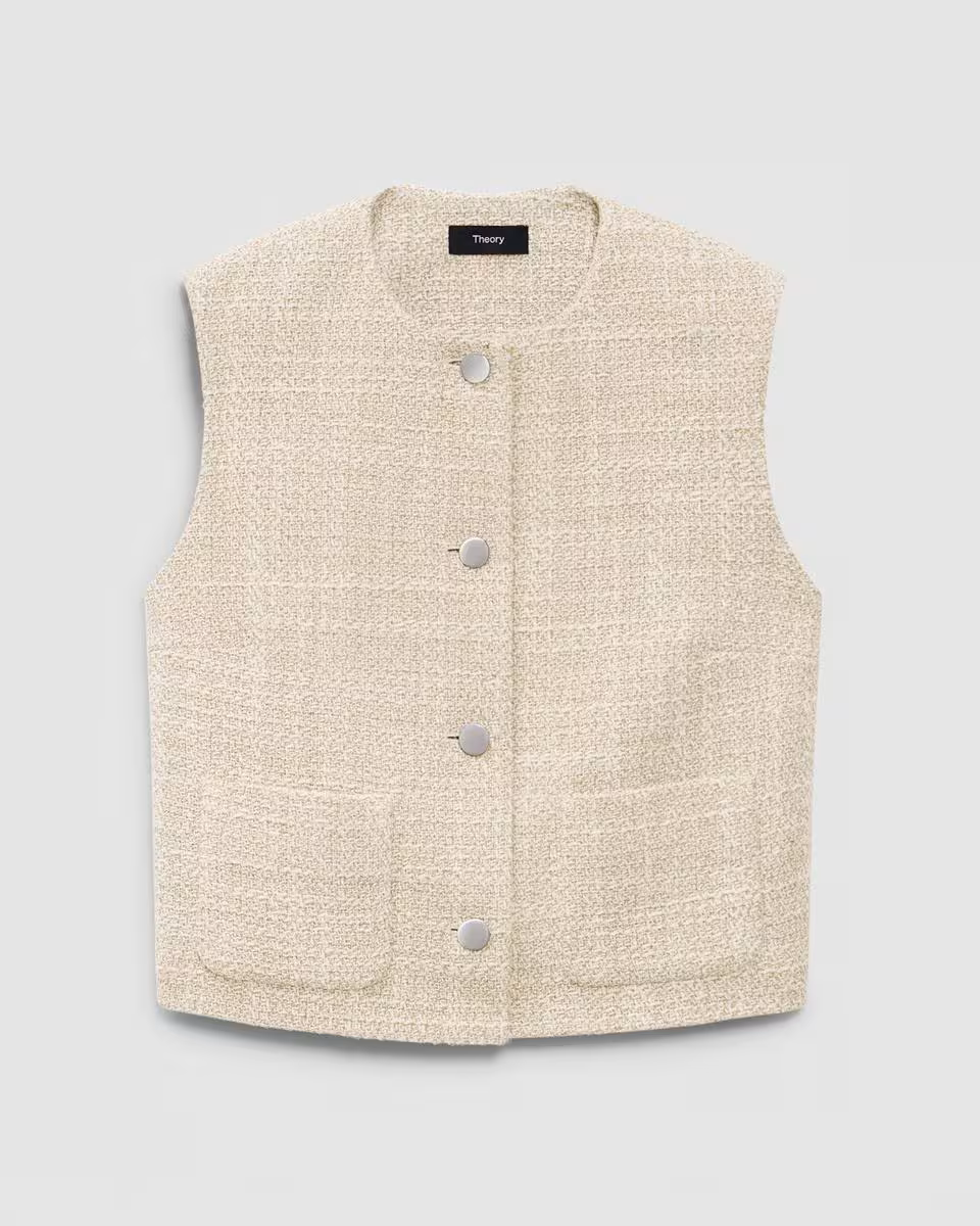 Patch Pocket Vest in Texture Tweed