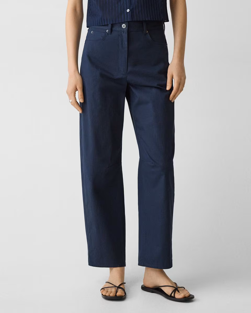 Cropped Barrel Pant in Cotton Twill
