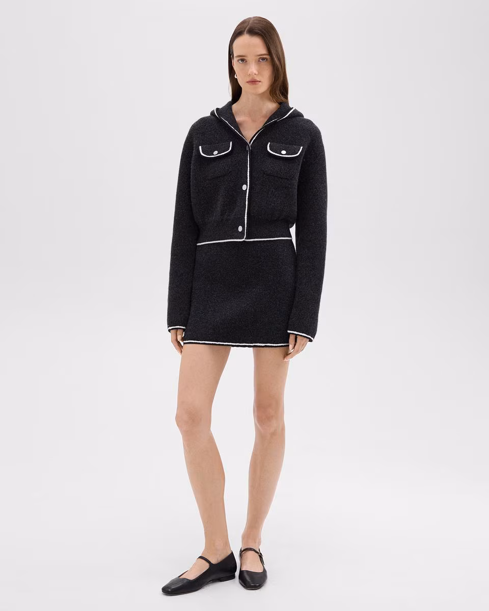 Hooded Cardigan Jacket in Felted Wool-Cashmere