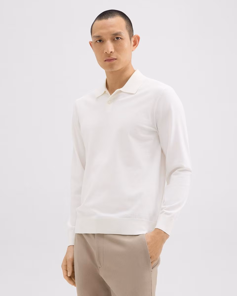 Goris Long-Sleeve Polo Shirt in Light Bilen