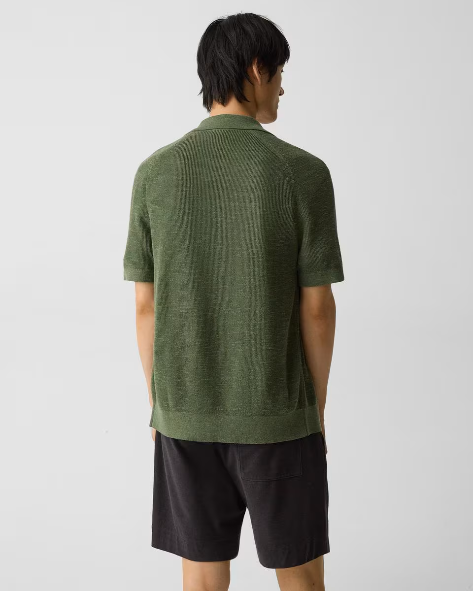 Short-Sleeve Button-Up Shirt in Pacific Linen