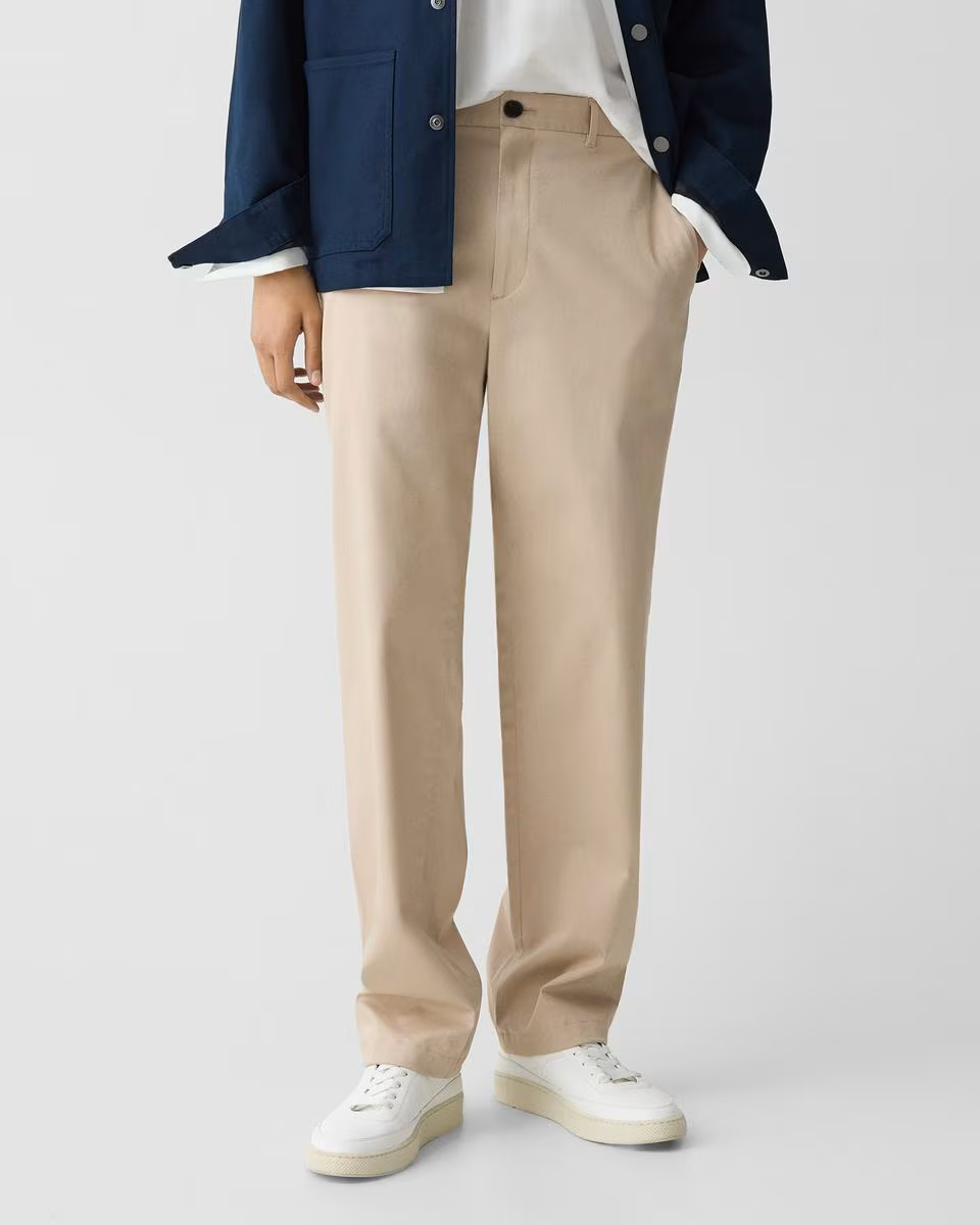 Straight Pant in Cotton-Blend Twill