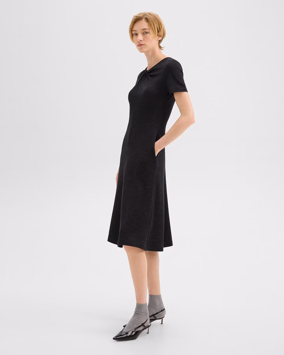 Twisted Midi Dress in Viscose-Wool