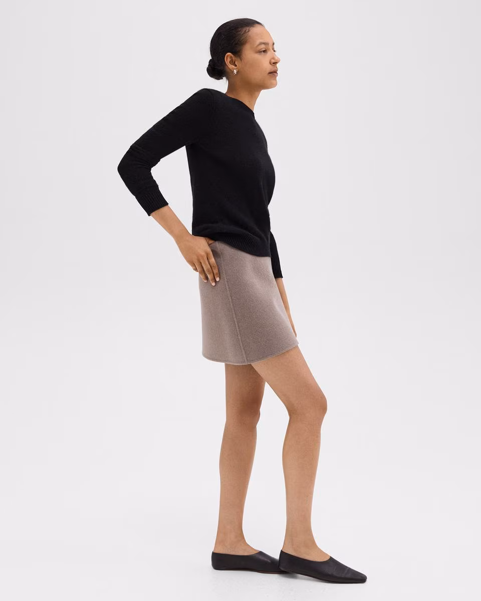 High-Waist Mini Skirt in Double-Face Wool-Cashmere