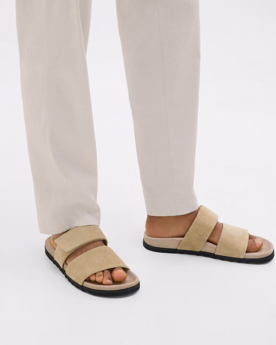 Banded Slide Sandals in Suede