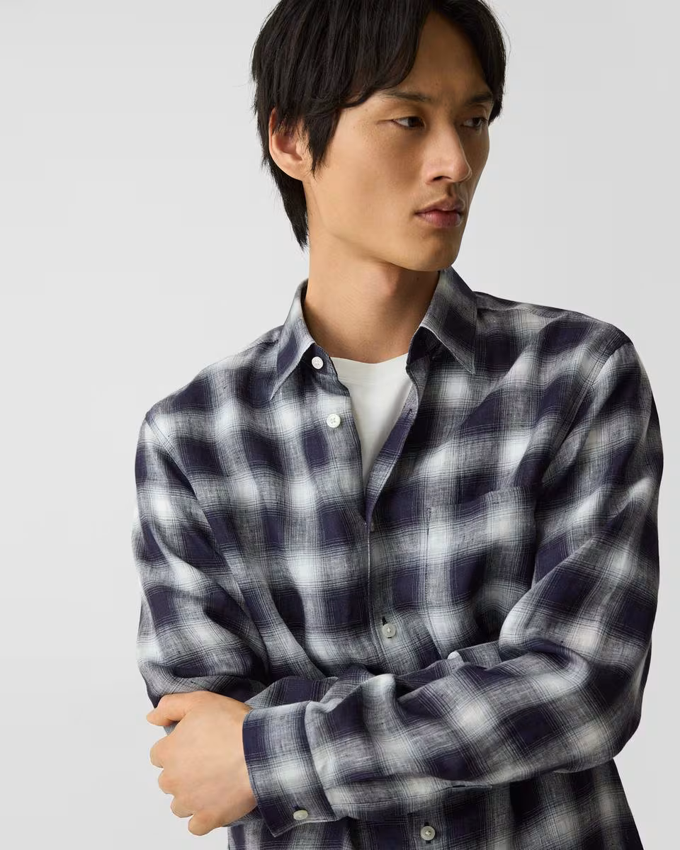 Irving Shirt in Ombré Check Linen
