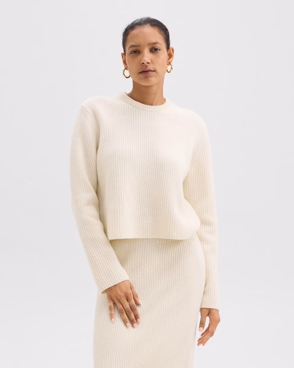 Crewneck Sweater in Felted Wool-Cashmere