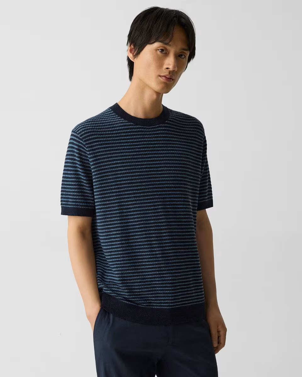Striped Tee in Pacific Linen