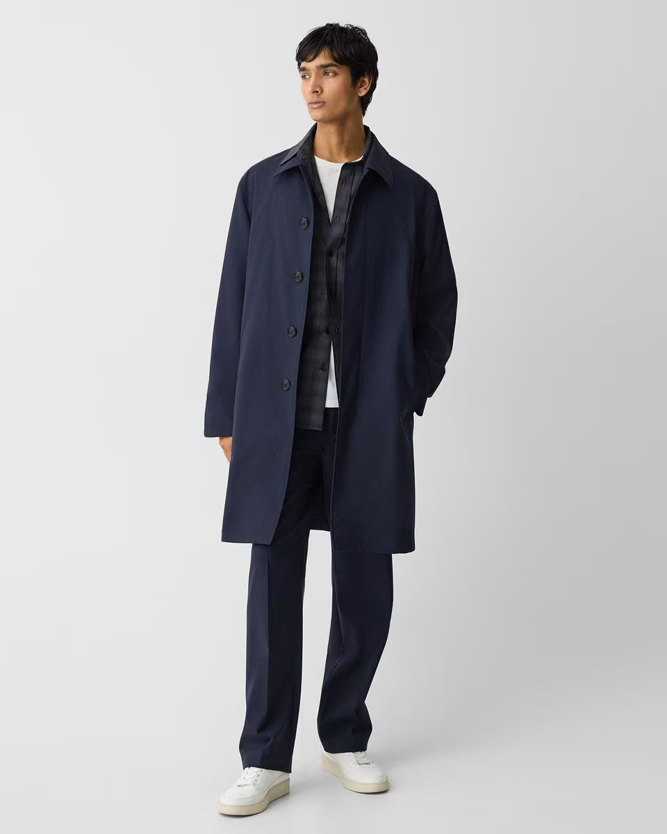 Single-Breasted Overcoat in Stretch Wool