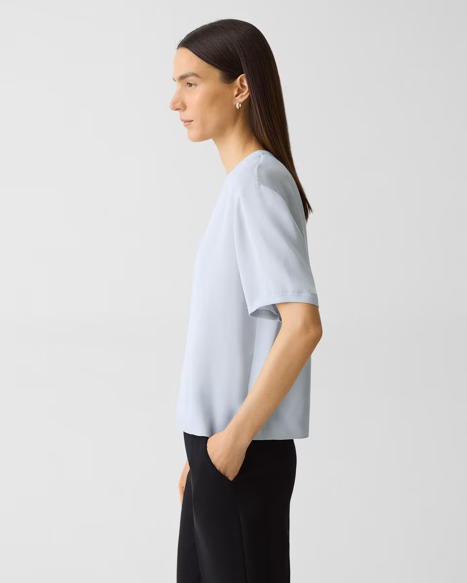 Boxy Tee in Silk Georgette