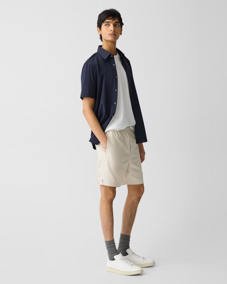 Drawstring Short in Stretch Cotton Canvas