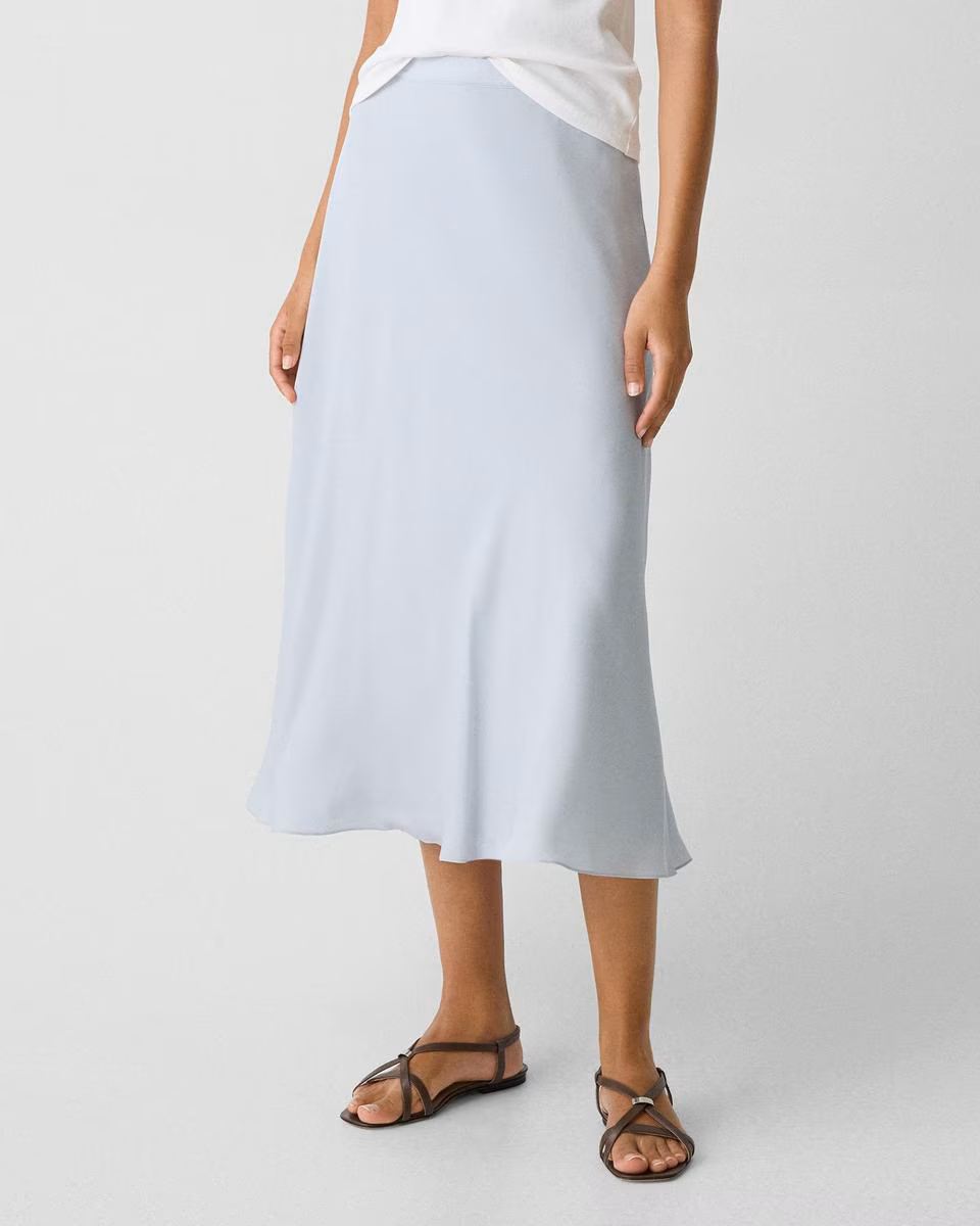 Midi Pull-On Skirt in Silk Georgette