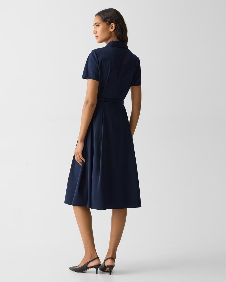 Short-Sleeve Shirt Dress in Good Cotton