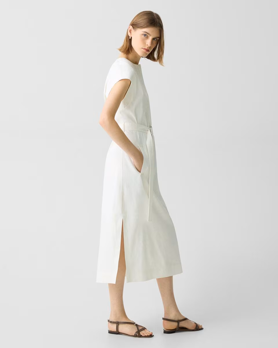 Belted Midi Dress in Good Linen
