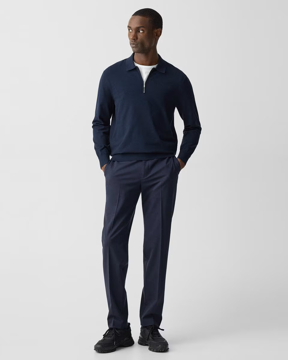 Quarter-Zip Polo Sweater in Light Bilen