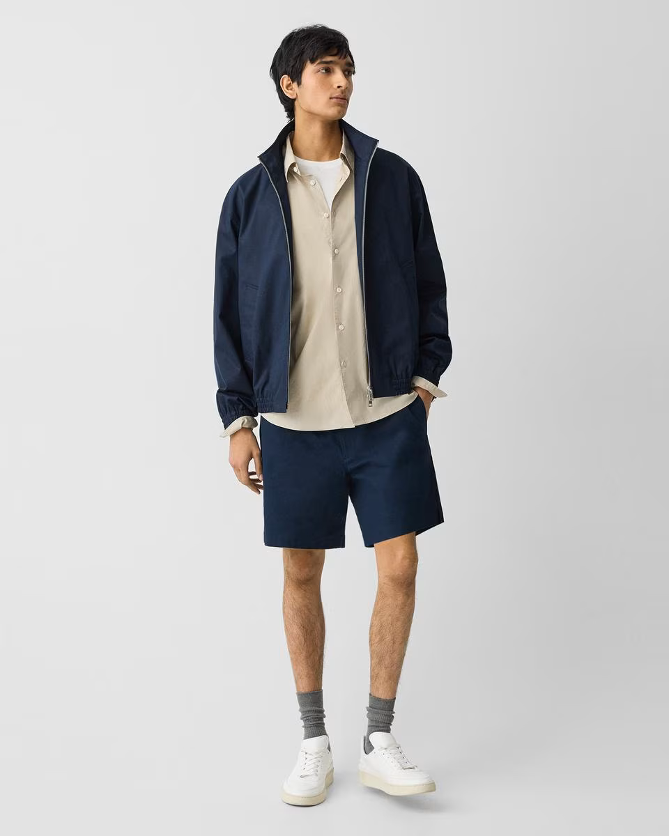 Stand Collar Jacket in Cotton-Blend Twill