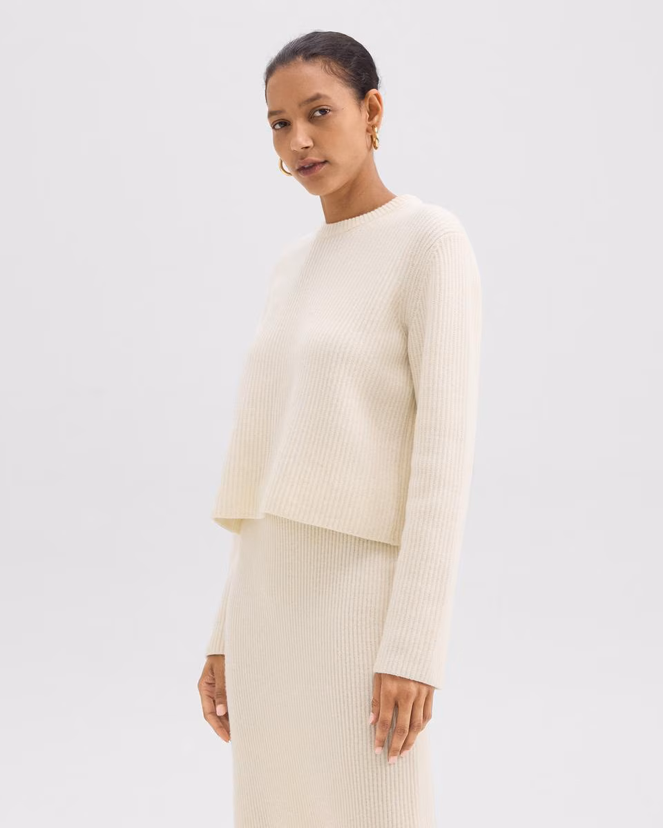 Crewneck Sweater in Felted Wool-Cashmere