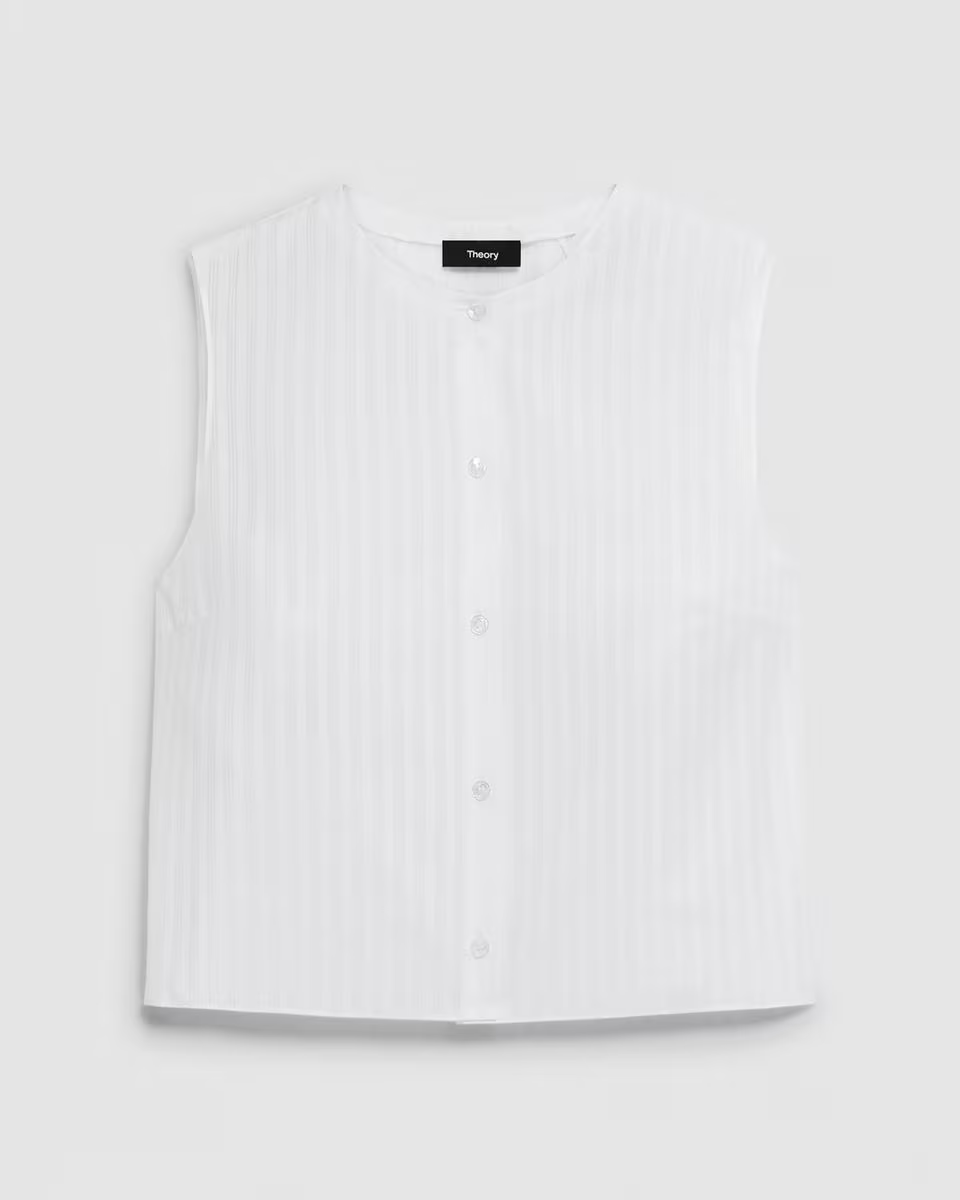 Button-Up Shell Top in Linear Cotton