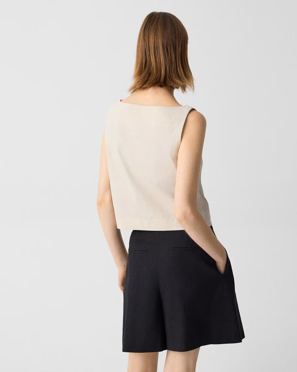 Sleeveless Boatneck Top in Good Linen
