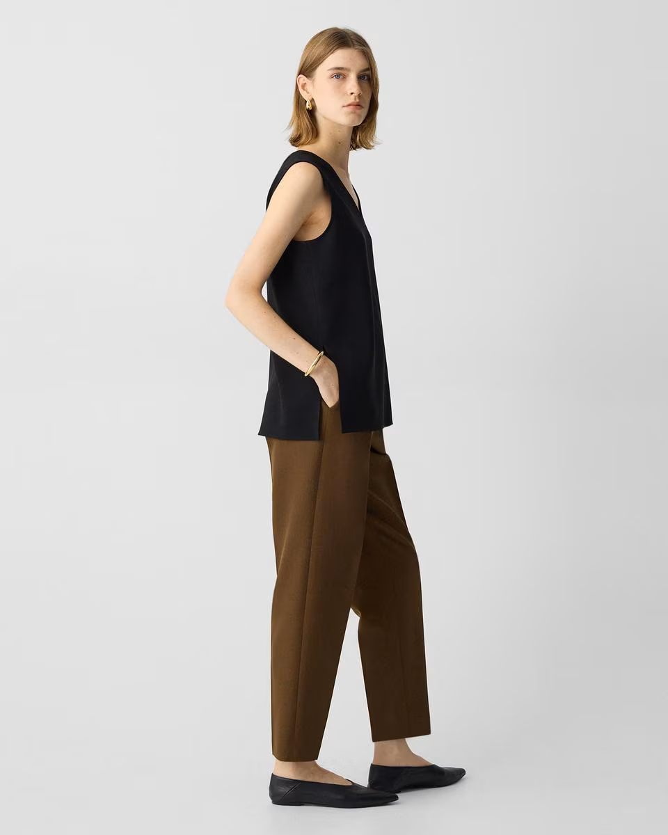 Tapered High-Rise Pant in Wool-Blend