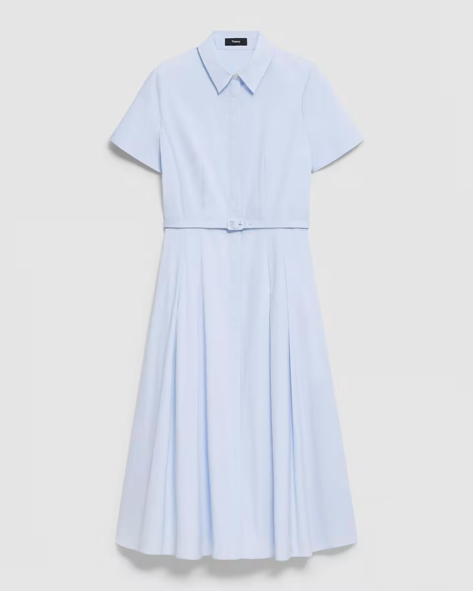 Short-Sleeve Shirt Dress in Good Cotton